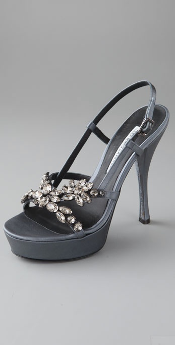 Lyst - Vera Wang Lavender Susie Platform Sandals with Rhinestones in Gray