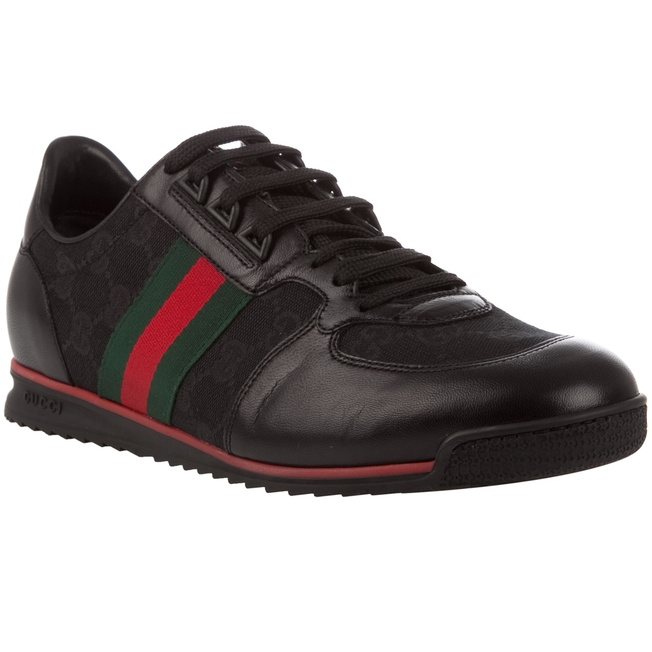 Gucci Leather and Fabric Trainers in Black for Men | Lyst