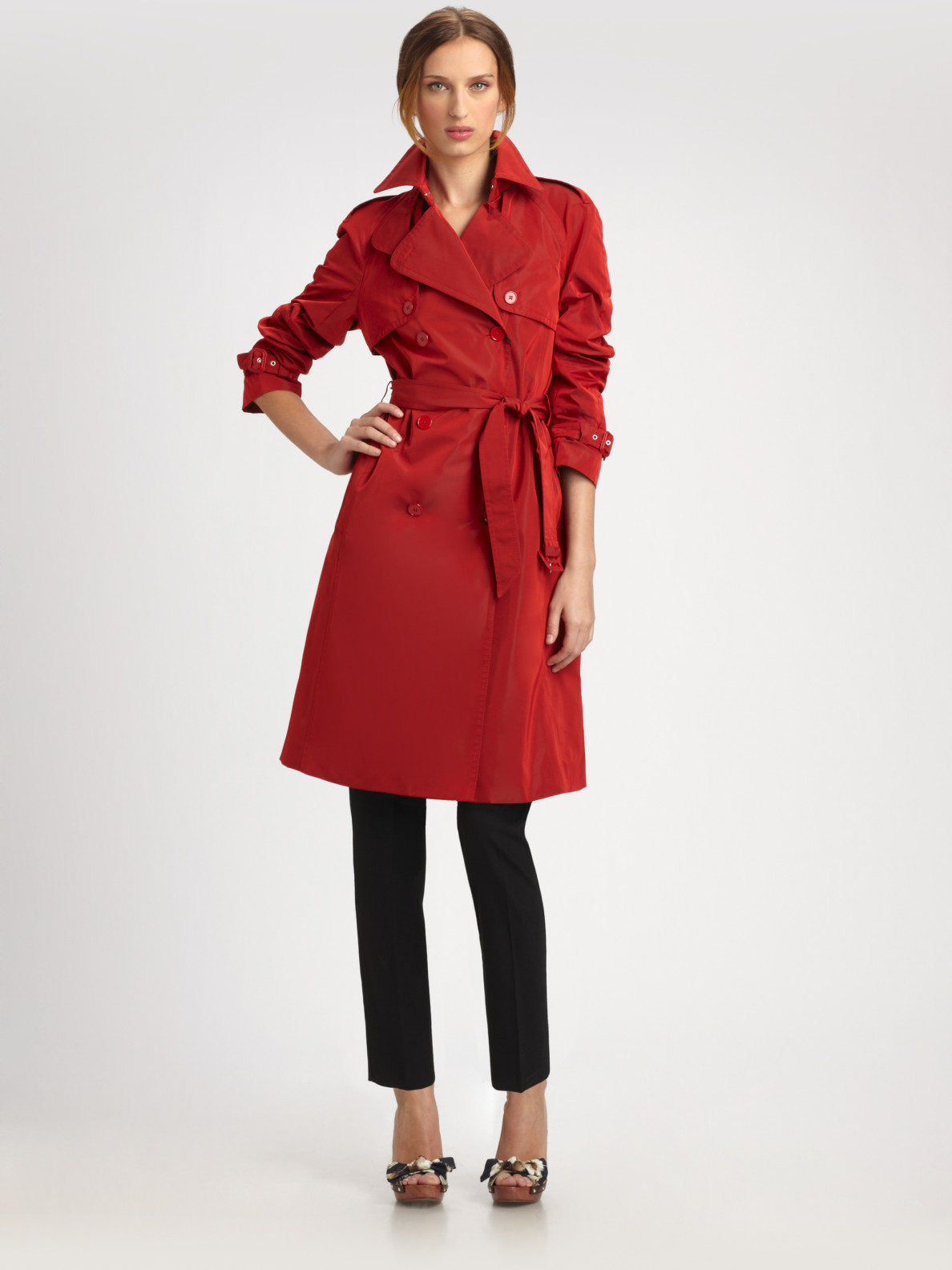 Dolce & Gabbana Double Breasted Trench Coat in Red (bordeaux) | Lyst