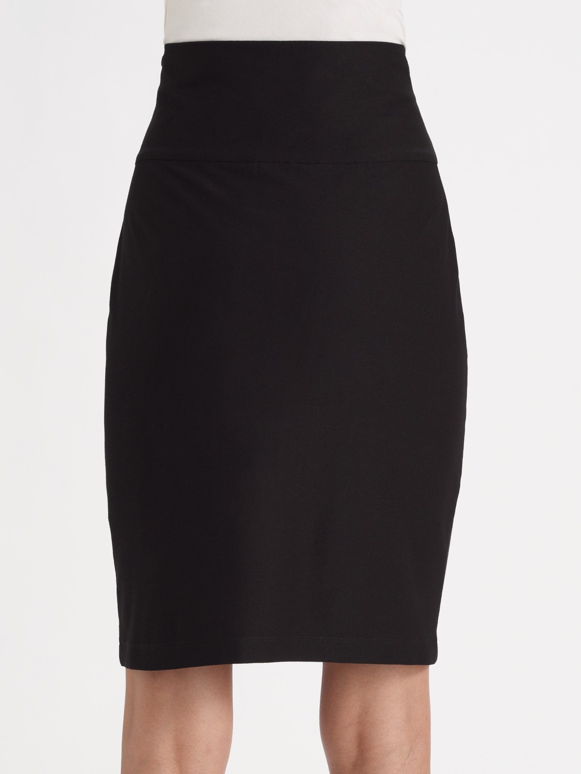 NWT Eileen Fisher NEW Black Stretch Fold-Over Pencil Skirt Mini 2X PLUS ...