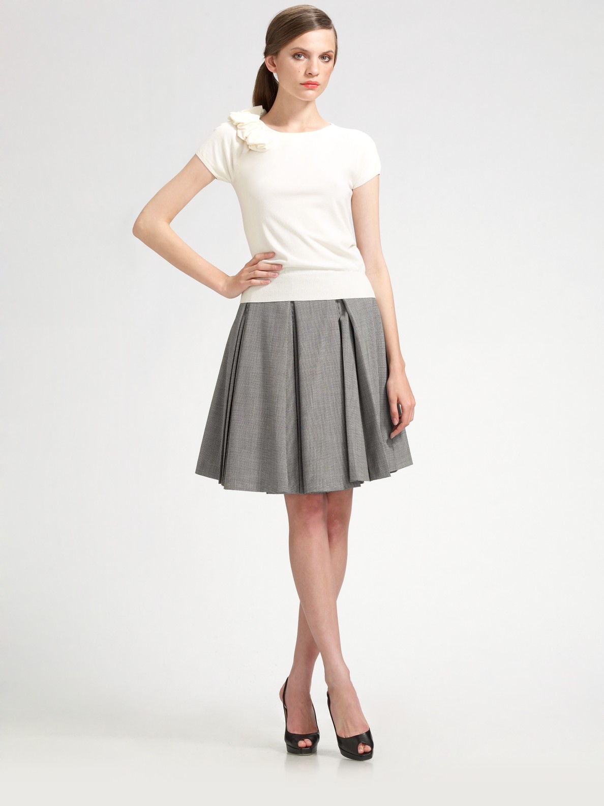 Lyst Lavia18 Wool Pleated Duchess Skirt In Gray 5887