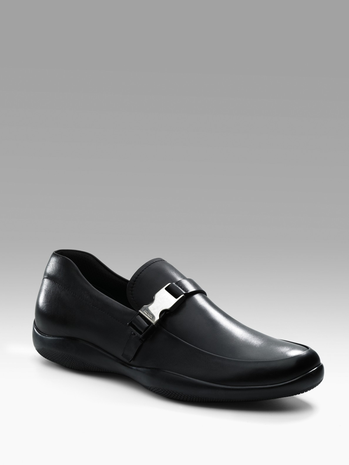 Prada Buckle-trimmed Loafers in Black 