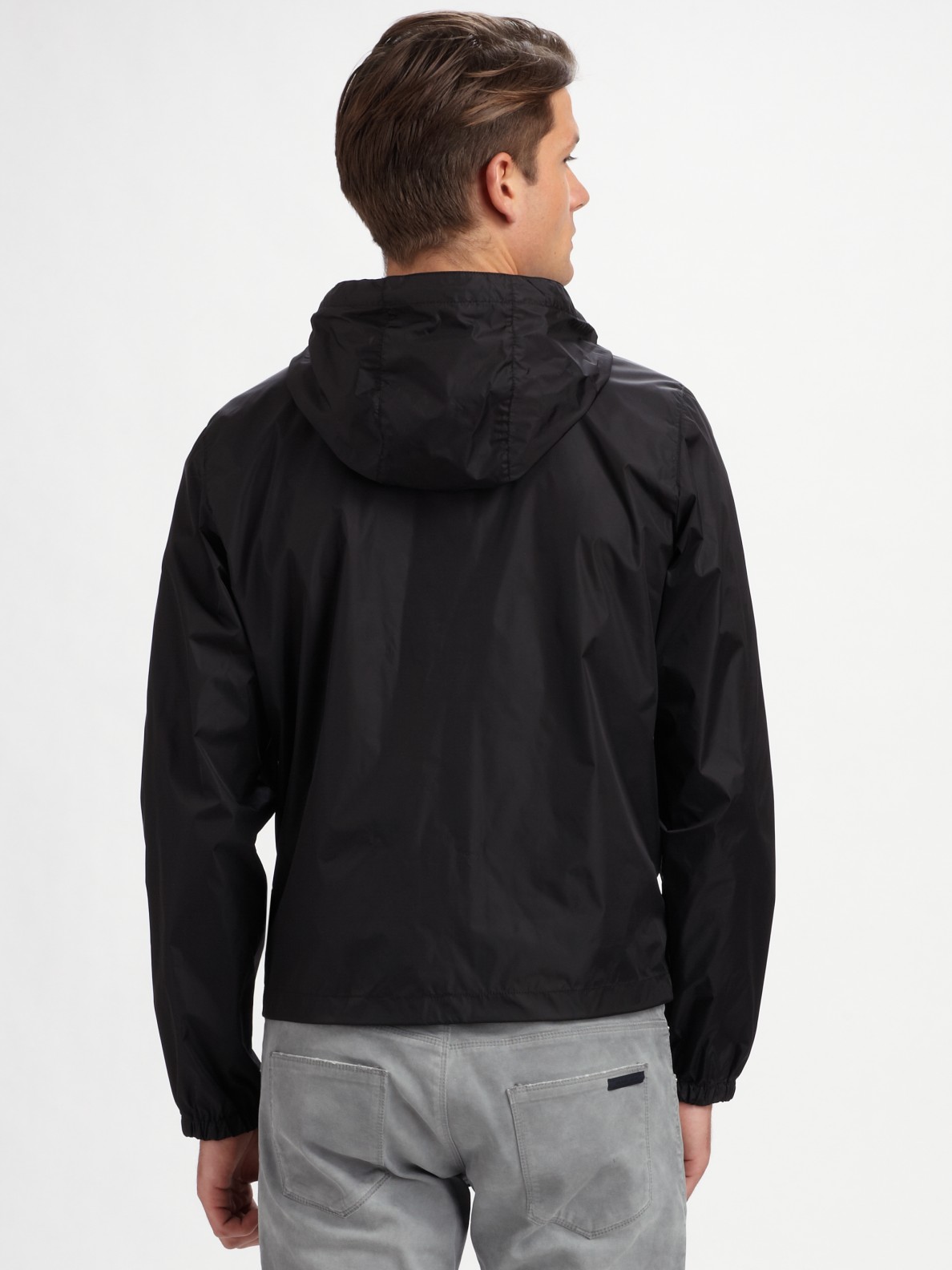 Lyst - Prada Nylon Logo Jacket in Black for Men