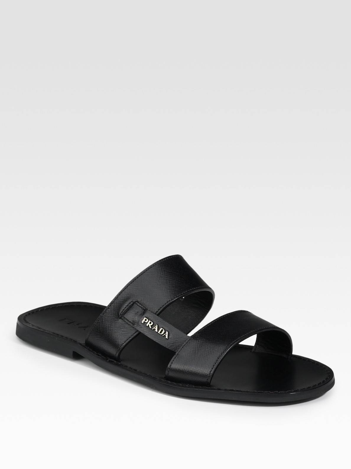 Prada Twoband Sandals in Black for Men Lyst