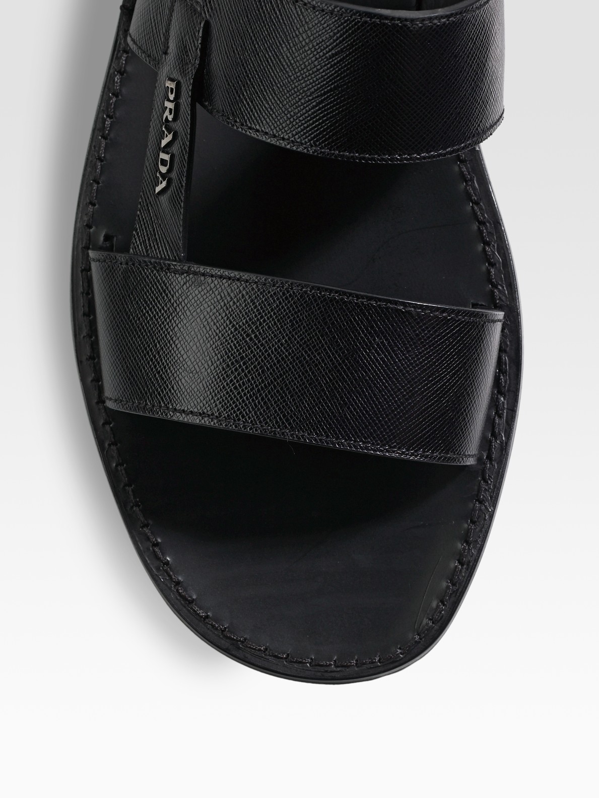 Prada Two-band Sandals in Black for Men - Lyst