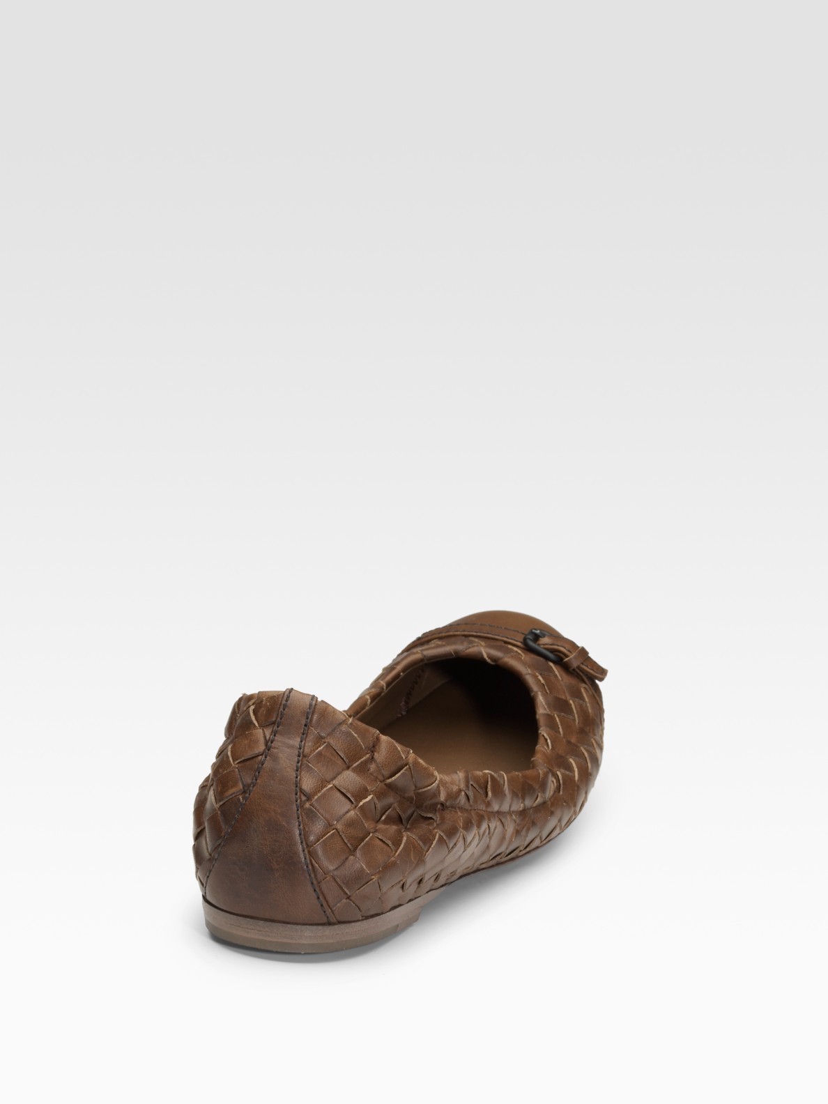 Bottega Woven Leather Ballet Flats in Brown Lyst