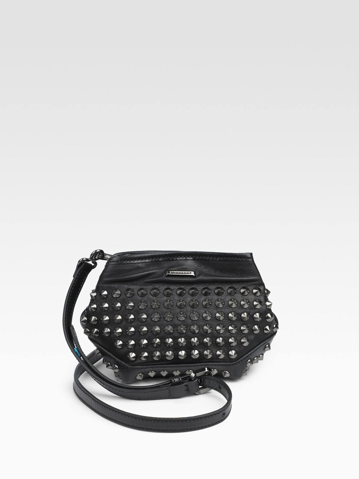 Burberry Studded Leather Crossbody Bag in Black | Lyst