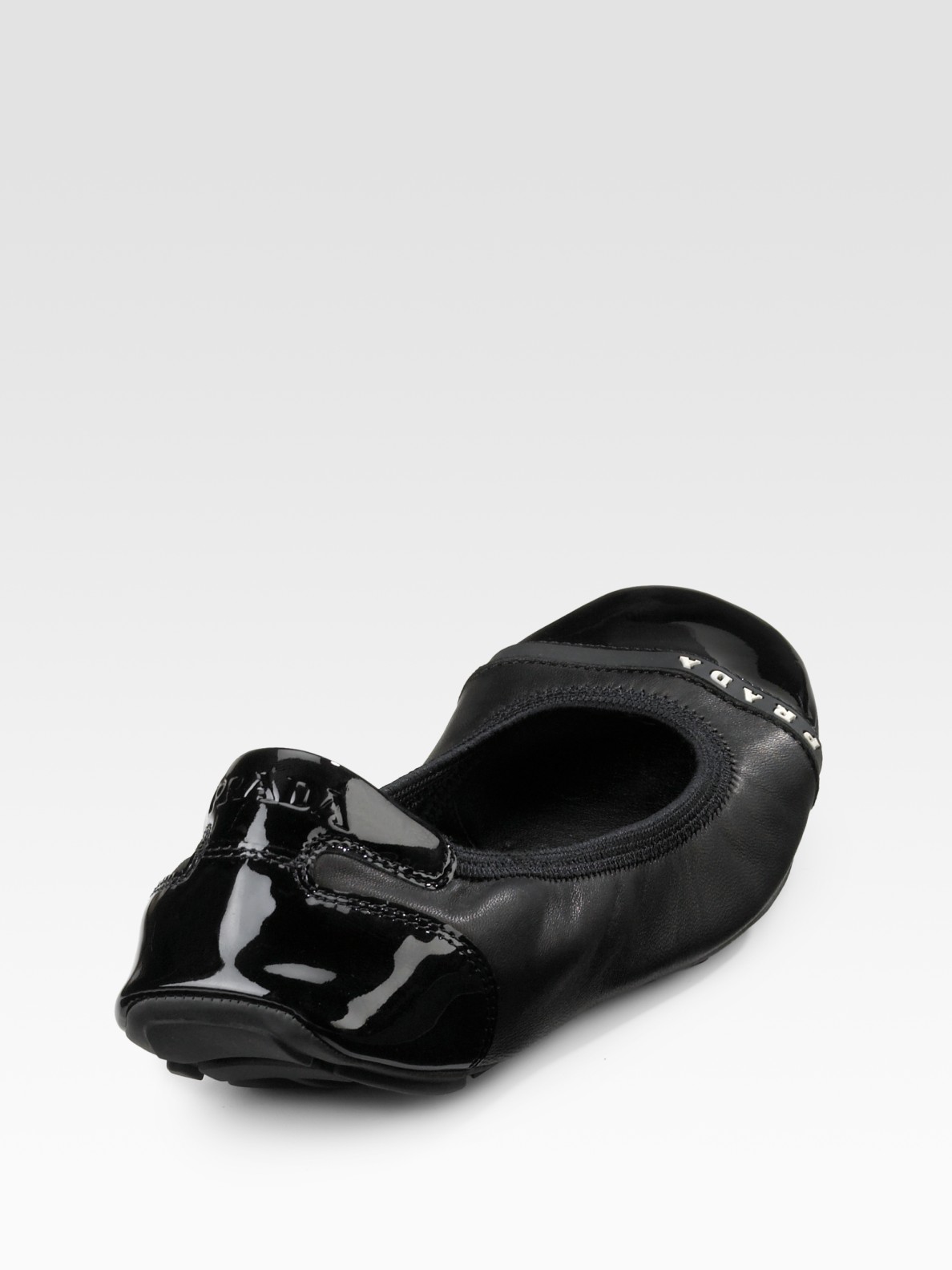 Prada Scrunch Ballet Flats in Black | Lyst
