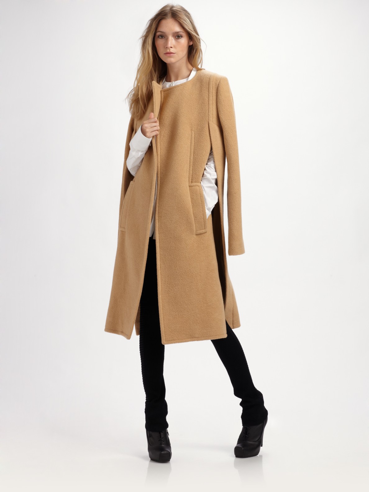 cape wool coat