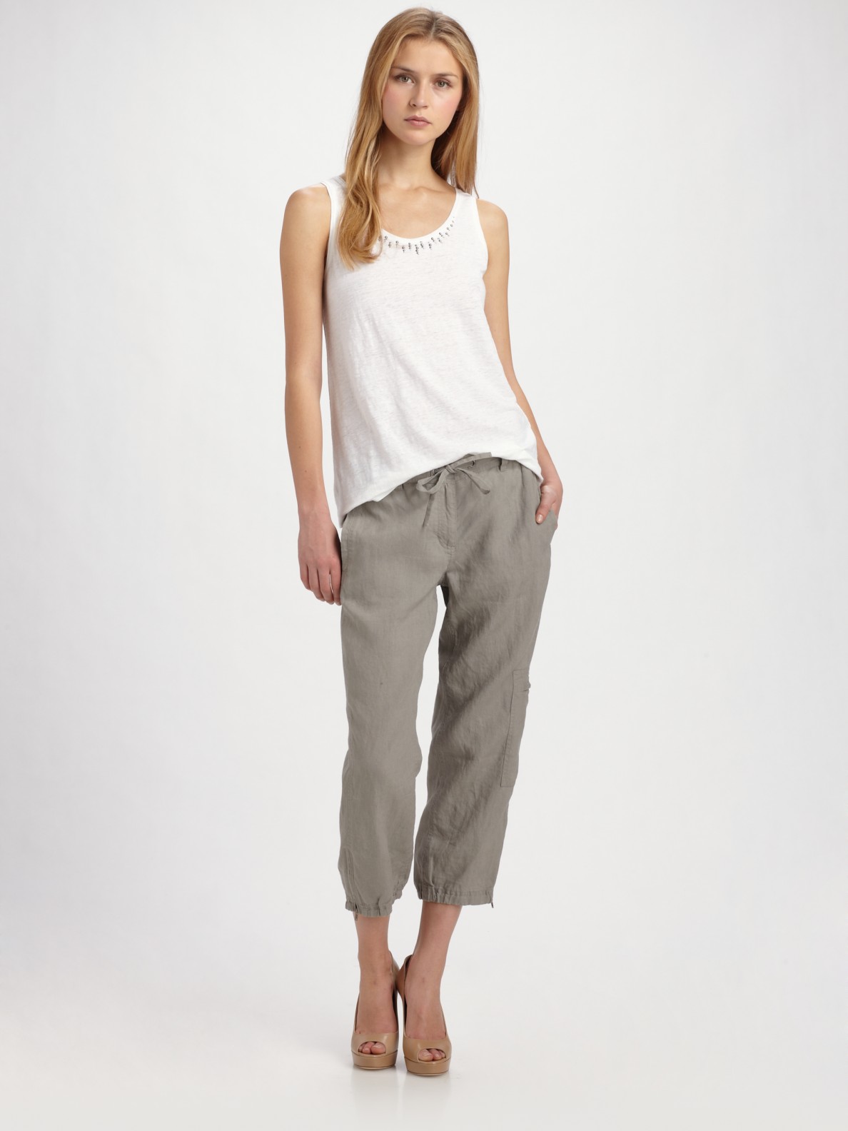 white linen tank top