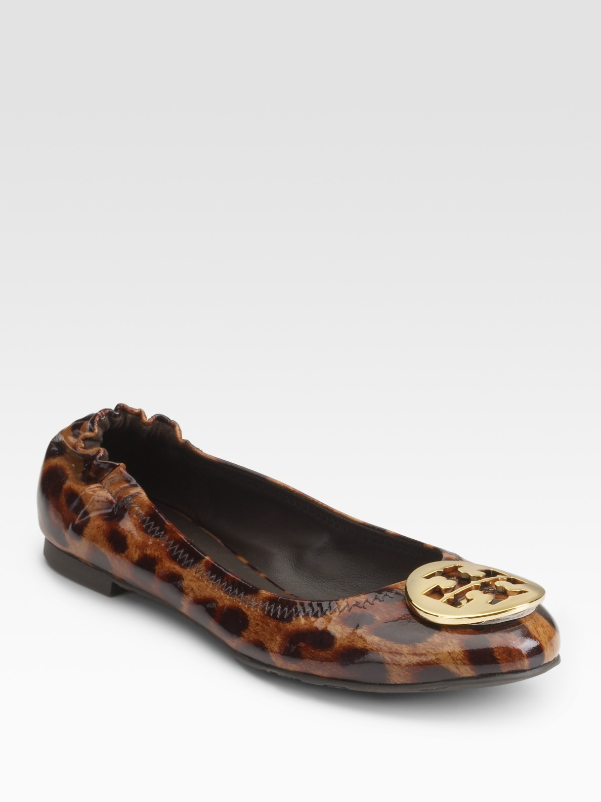 Tory Burch Leopard-print Patent Ballet Flats - Lyst