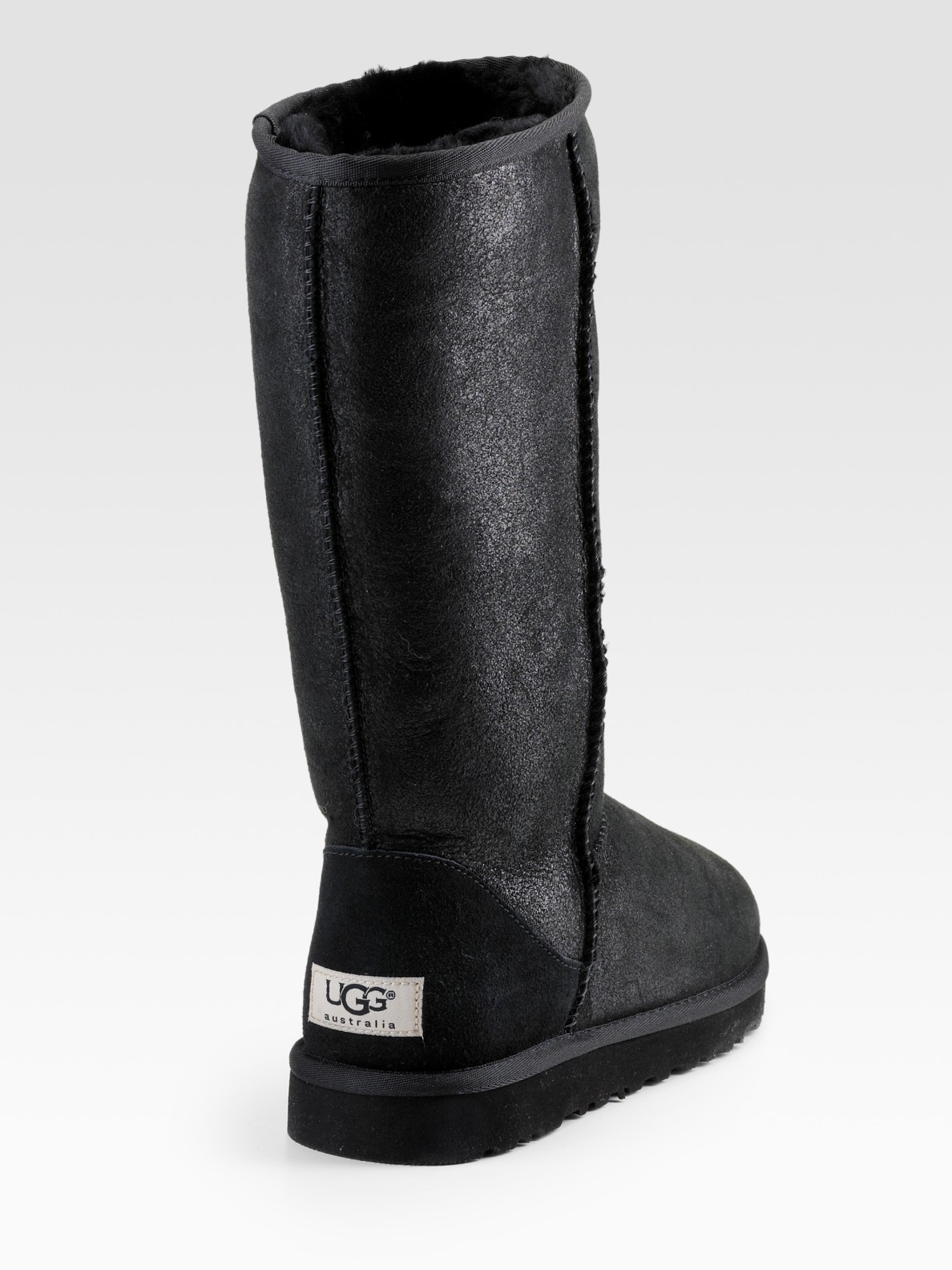 UGG Classic Leather Tall Bomber Boots in Black - Lyst