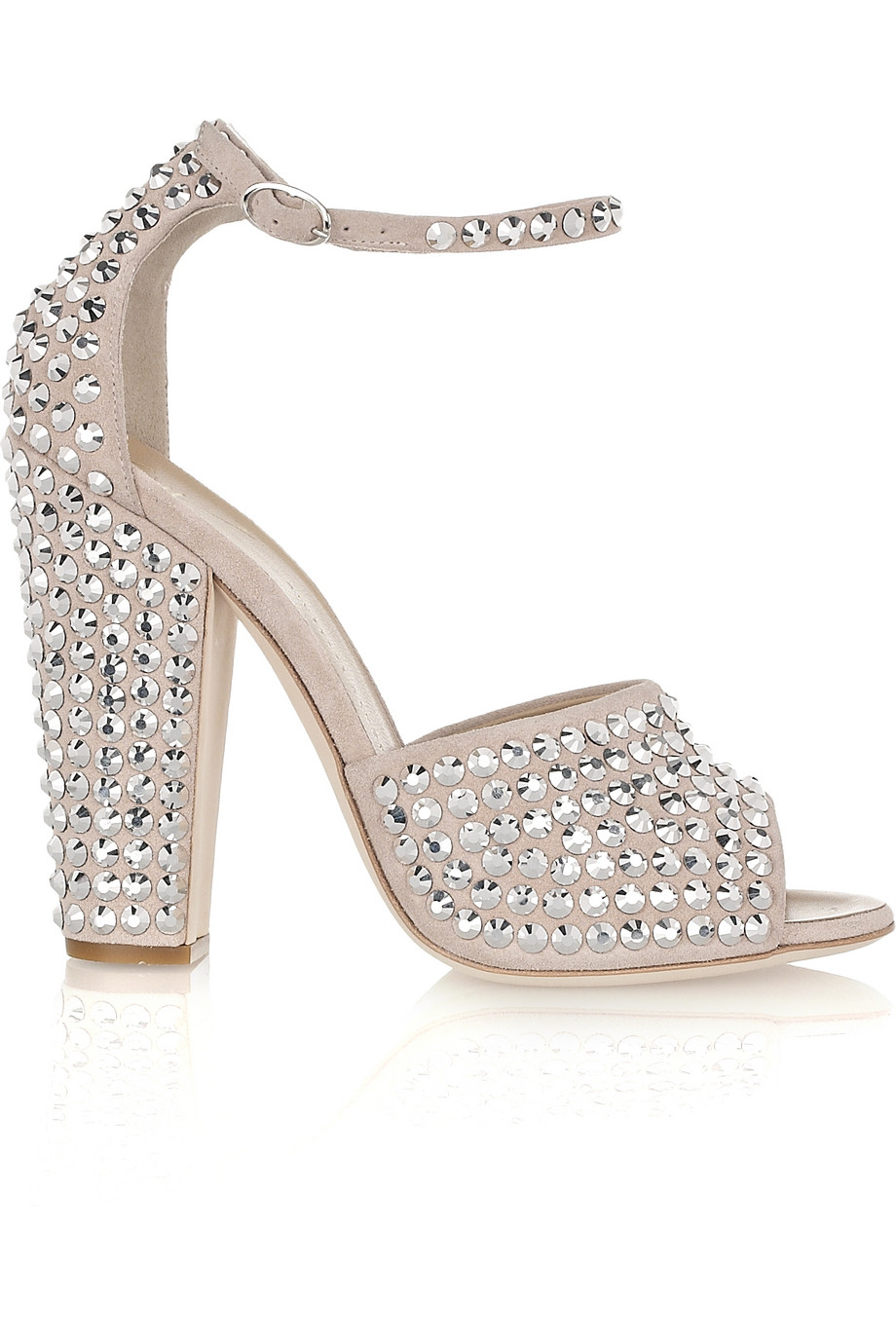 Lyst - Giuseppe zanotti Crystal-embellished Suede Sandals in Metallic