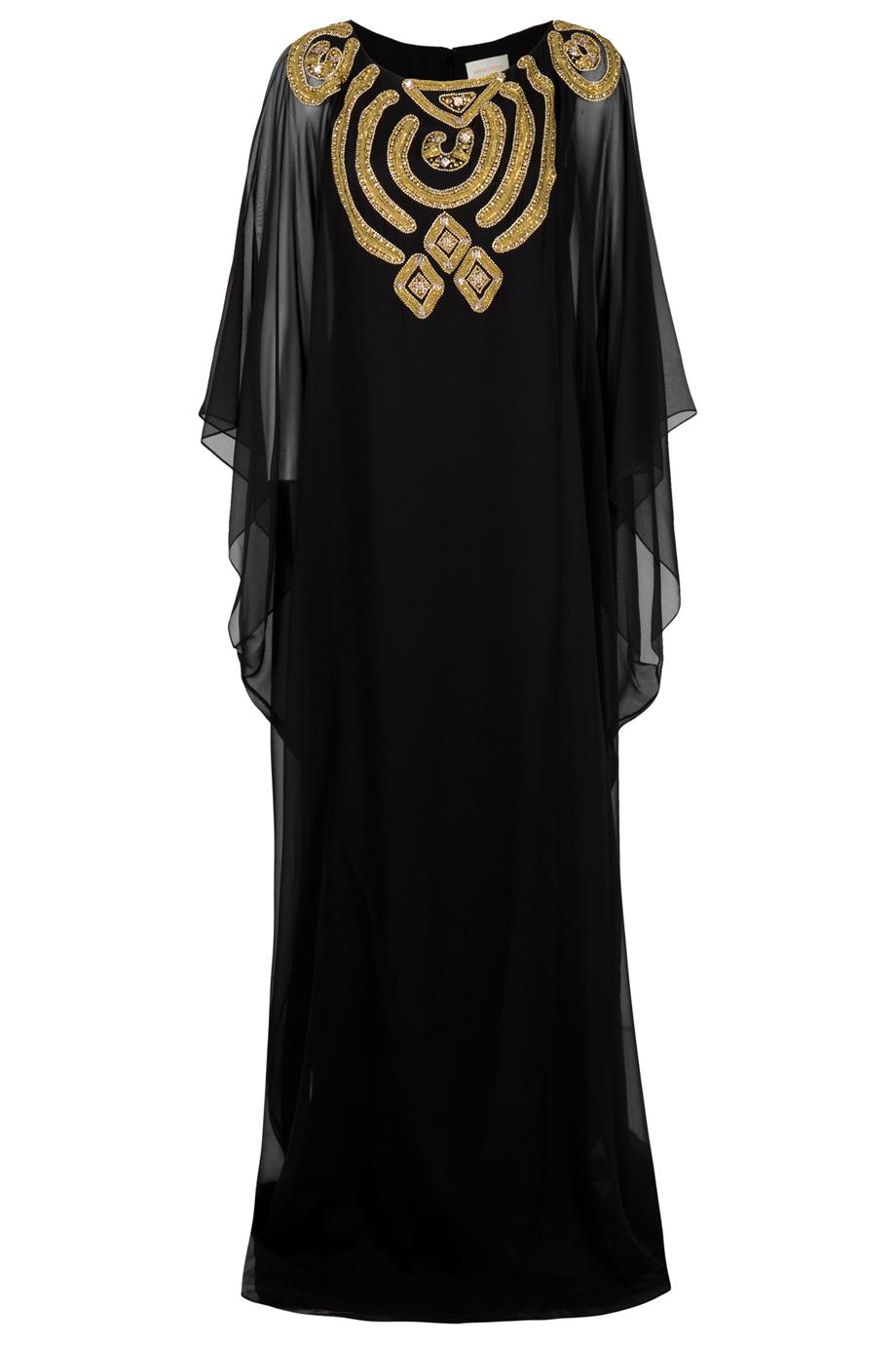 Lyst - Marchesa Embellished Kaftan Gown in Black