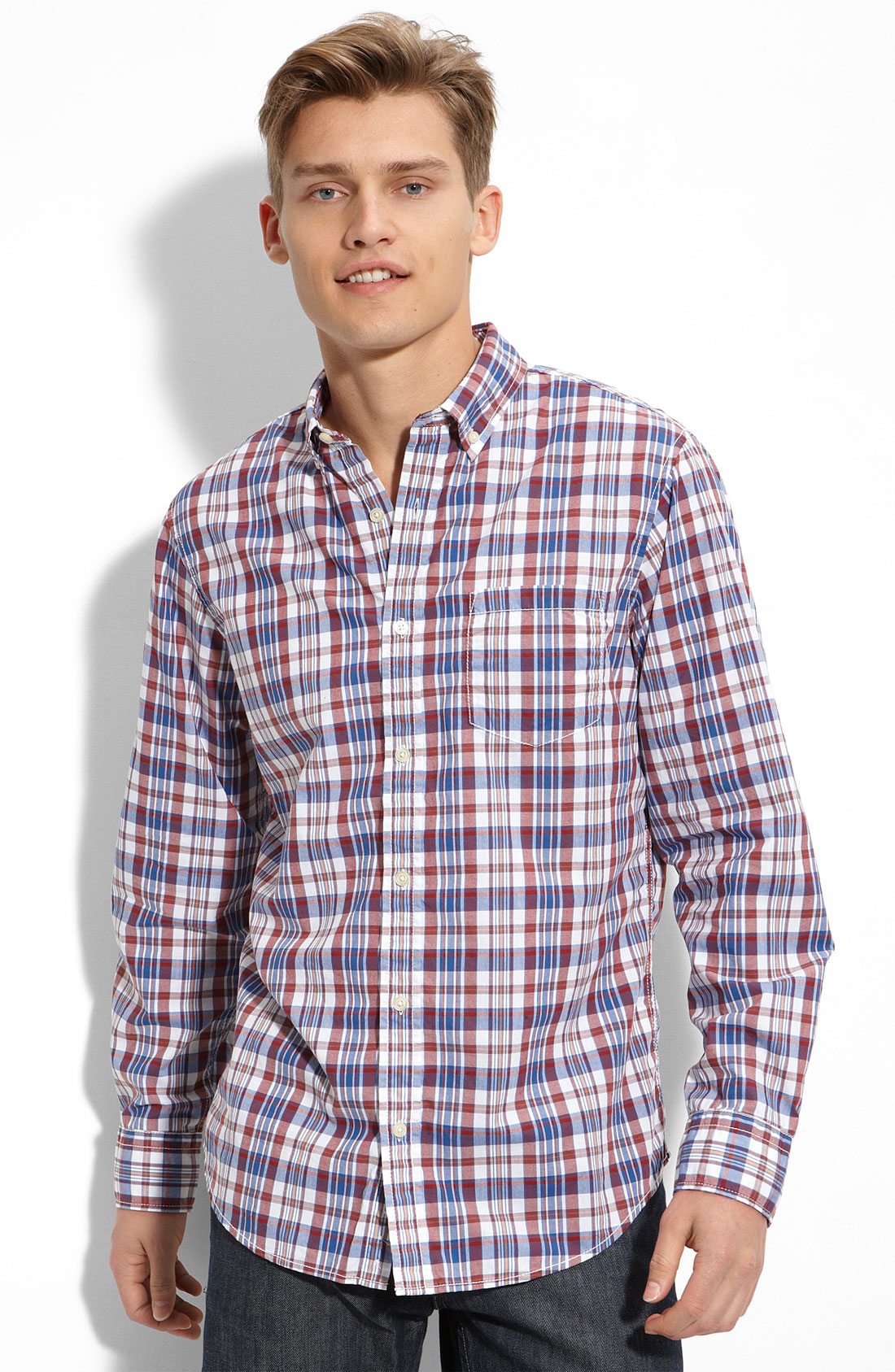 1901 Plaid Cotton Shirt in Red for Men (red madras) | Lyst