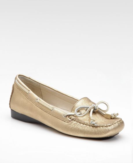 Michael Michael Kors Amber Metallic Leather Loafers in Gold (BRONZE) | Lyst