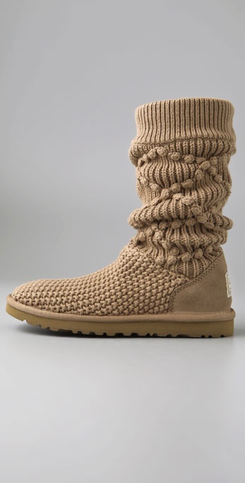 UGG Classic Argyle Knit Boots in Brown | Lyst