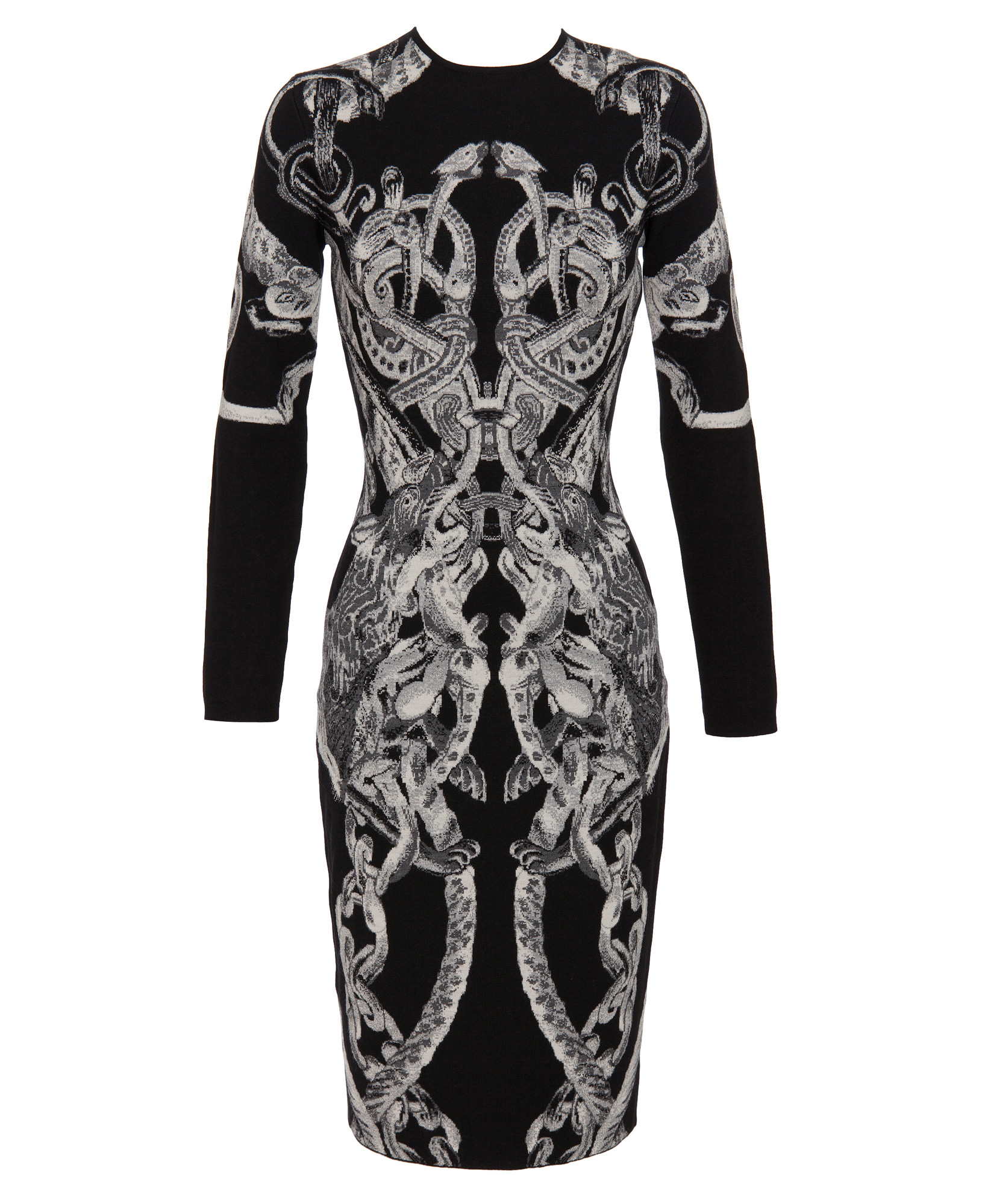 Alexander Mcqueen Celtic Cable Knit Dress in Black | Lyst