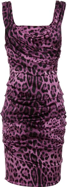 Dolce & Gabbana Leopard Print Scoop Neck Dress in Animal (pink) | Lyst
