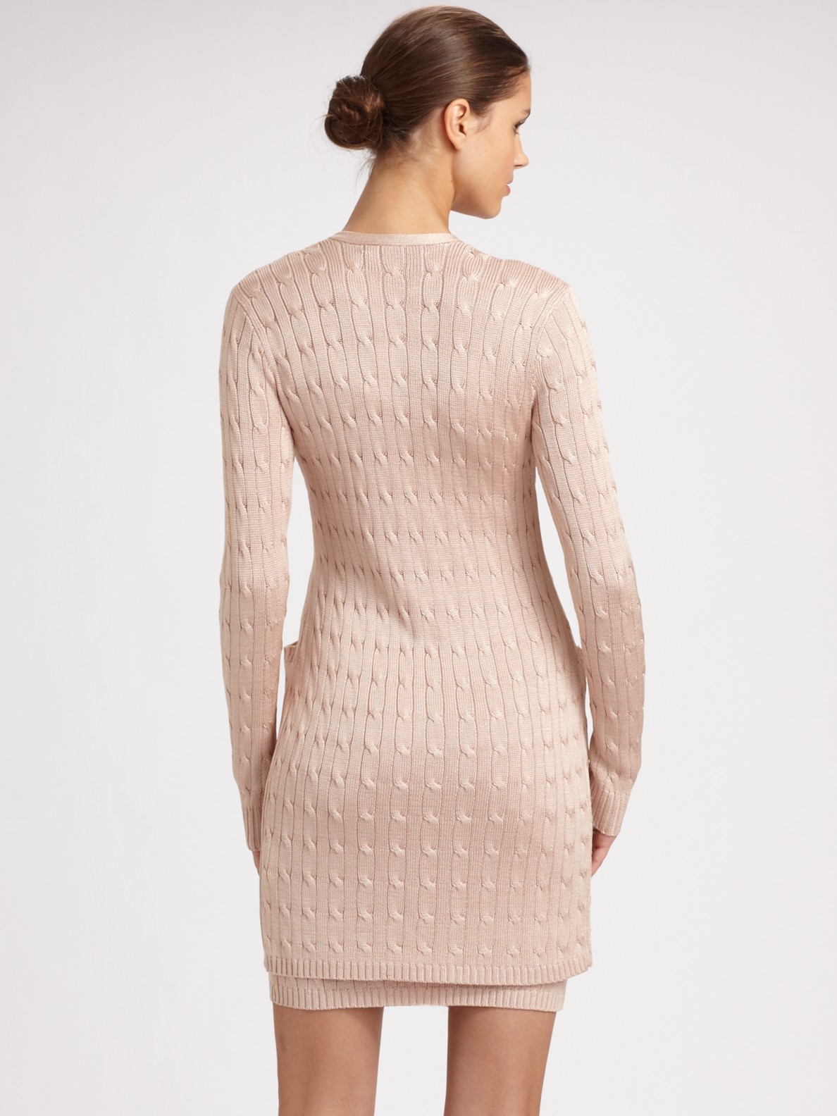 Ralph Lauren Black Label Silk Cable Knit Tank Dress in Pink | Lyst