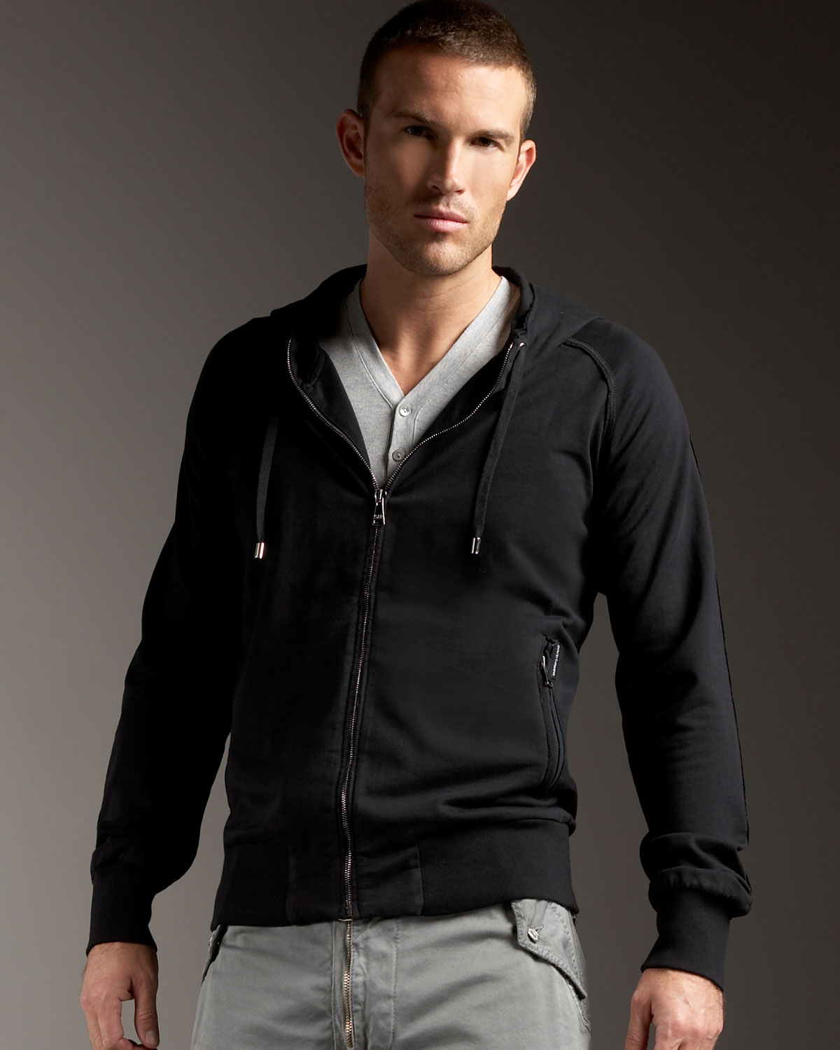 black men's zip hoodie