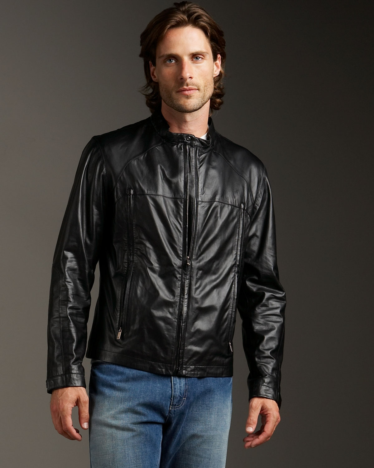 Lyst - Zegna Sport Leather Jacket in Black for Men