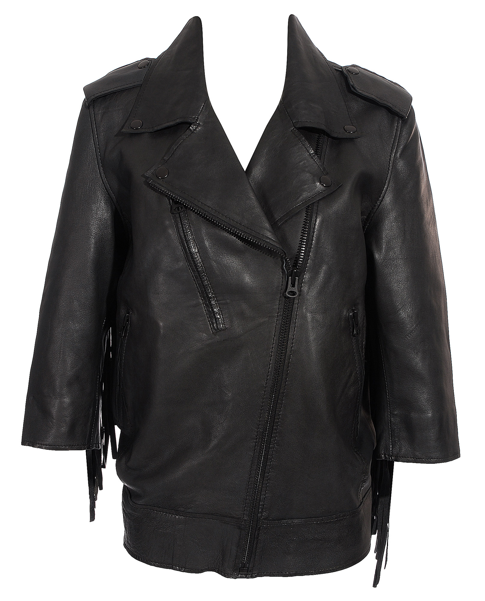 Acne Studios Smith Fringe Leather Jacket in Black | Lyst