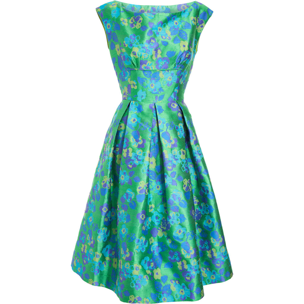 Barbara Tfank Box Pleated Dress in Green | Lyst