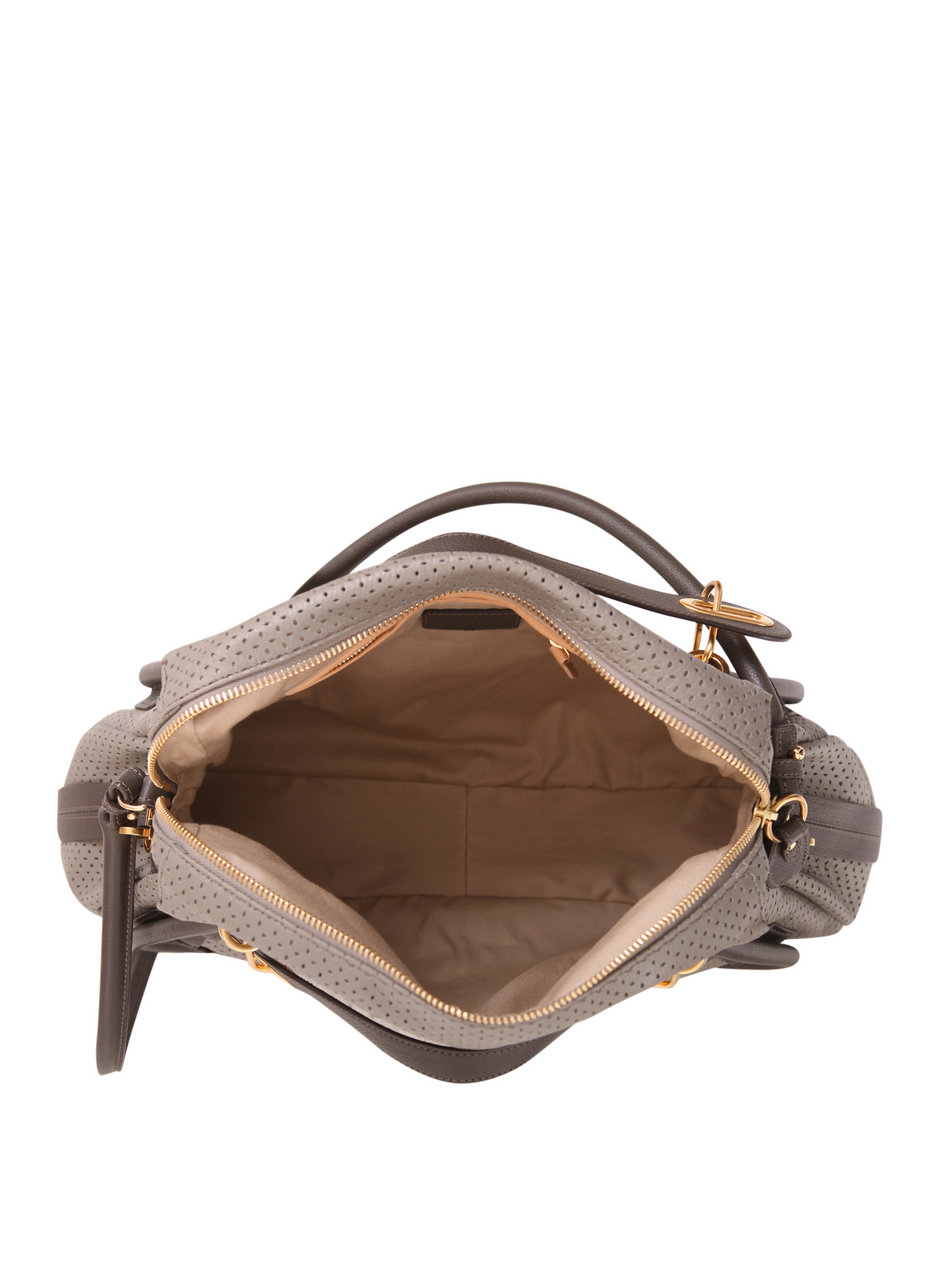 Chlo Perforated Leather Paraty Bag in Gray (grey) | Lyst  