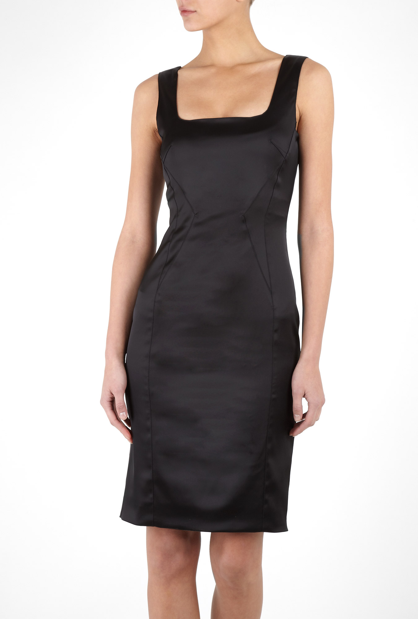 D&g Sleeveless Stretch Satin Dress in Black | Lyst
