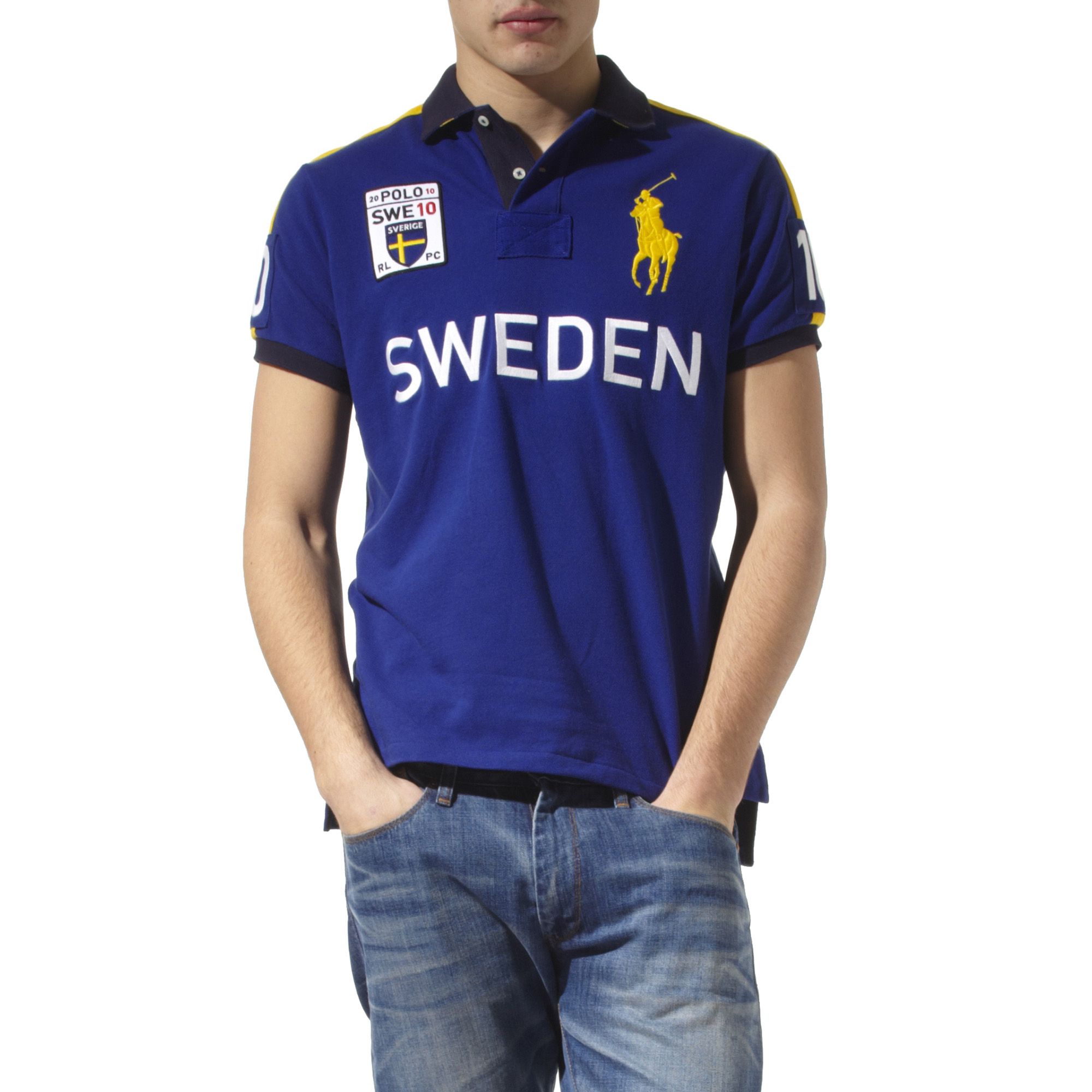 Ralph Lauren Custom–fit Country Big Pony Polo Shirt in Blue for Men - Lyst