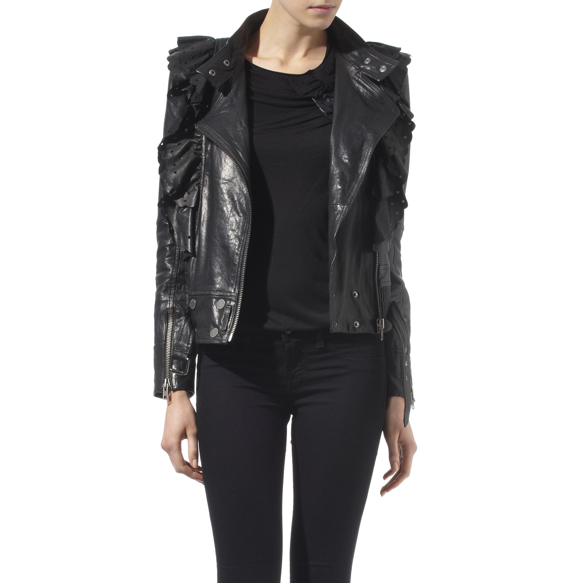 RED Valentino Leather Jacket Black - Lyst