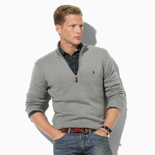 ralph lauren grey half zip jumper