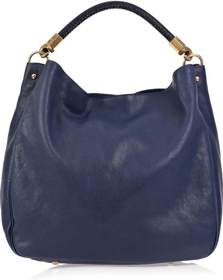 Saint Laurent Roady Leather and Stingray Shoulder Bag in Blue (navy) | Lyst