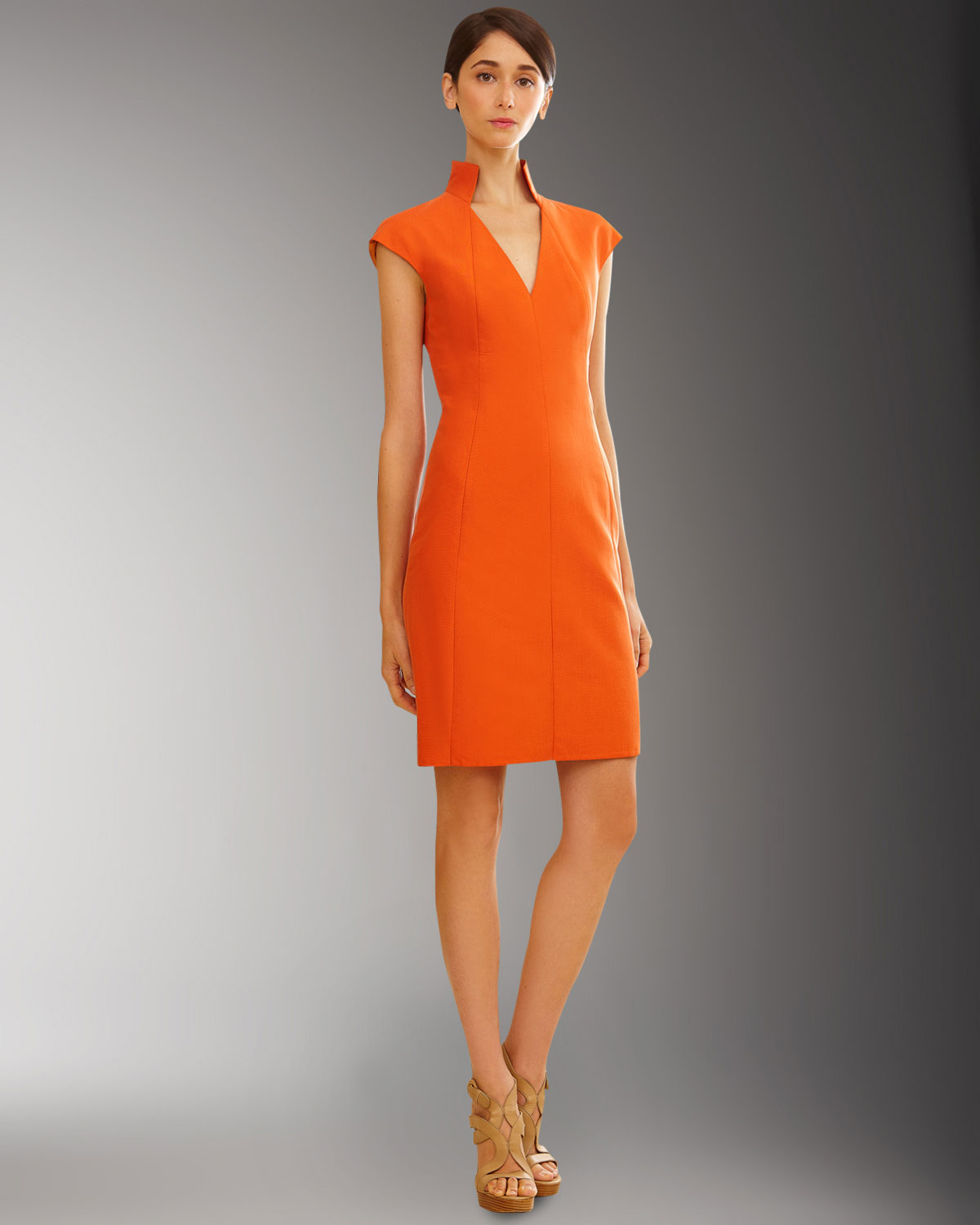 Orange Dress Cap Sleeve