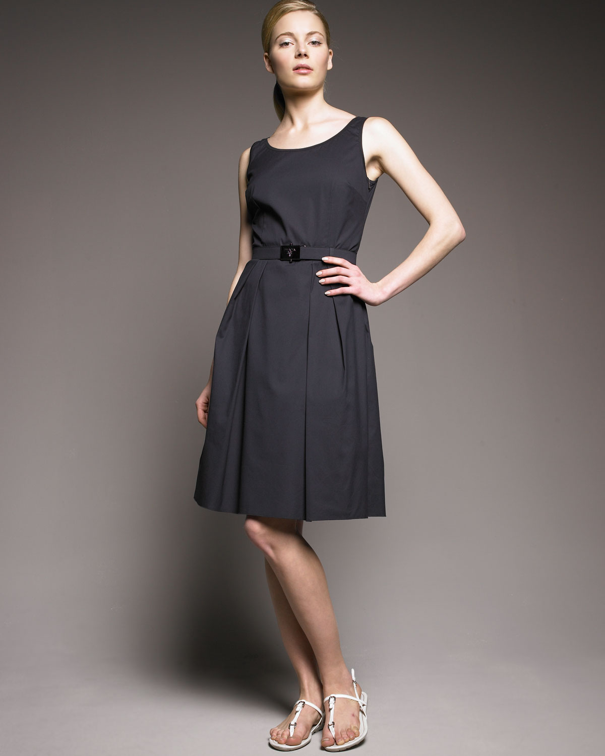 Lyst - Prada Scoop-neck Dress in Black