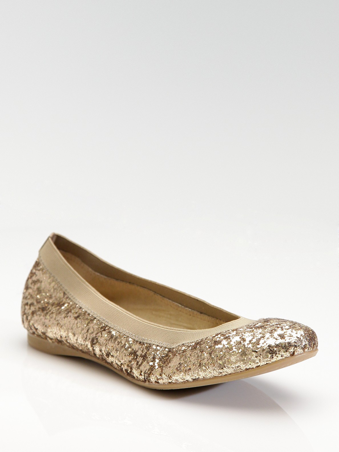 Stuart Weitzman Lastikon Glitter Ballet Flats in Metallic | Lyst