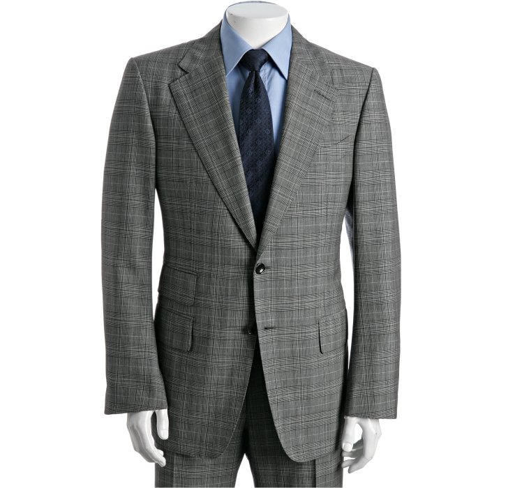 Tom ford Black Plaid Wool-mohair 2-button Suit with Flat Front Pants in ...