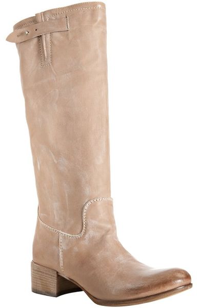 Alberto Fermani Natural Leather Slouched Tall Boots in Beige (natural ...