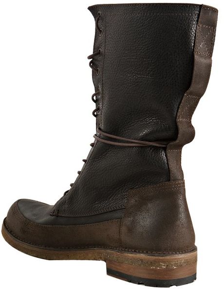 Frye Black Pebbled Leather Owen Combat Boots in Black for Men | Lyst