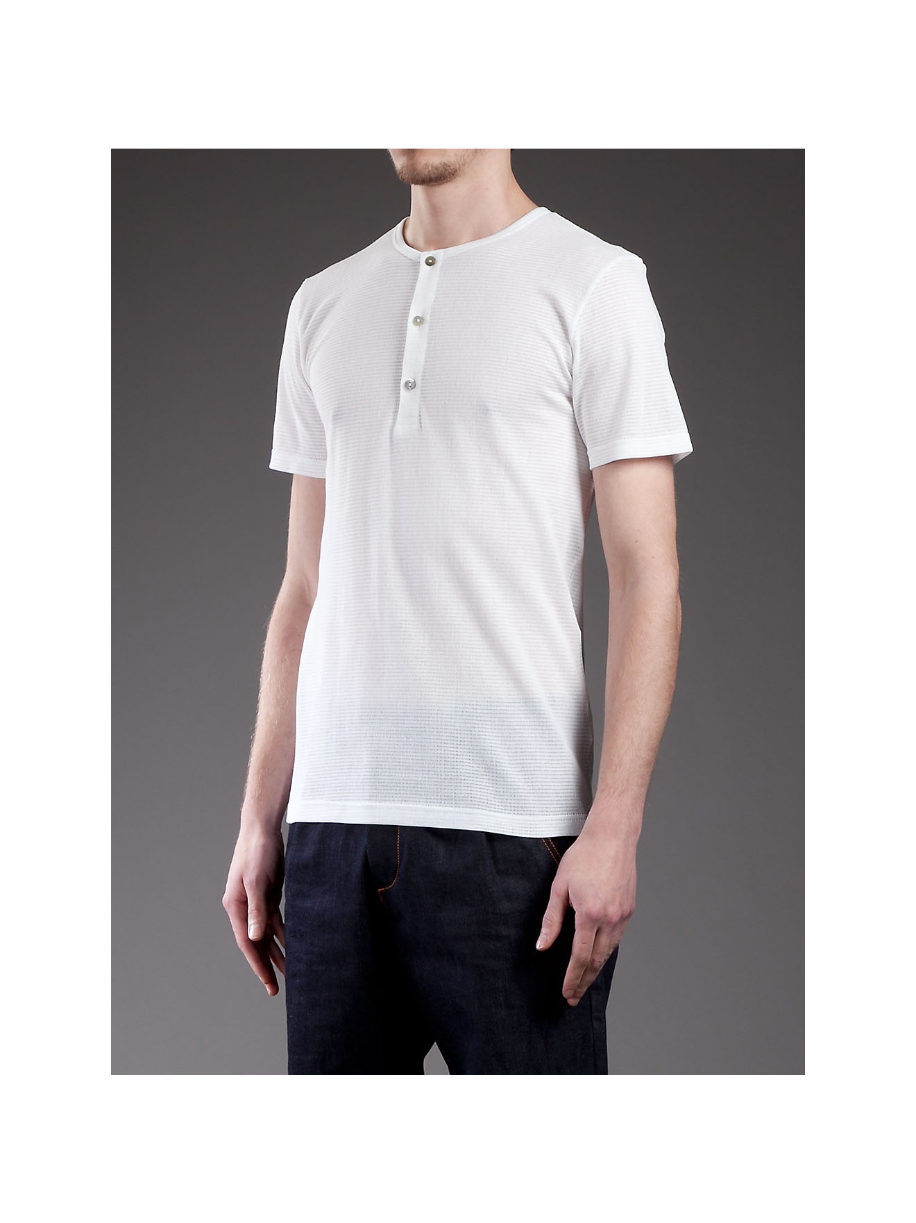 Sunspel Button Up T-shirt in White for Men - Lyst