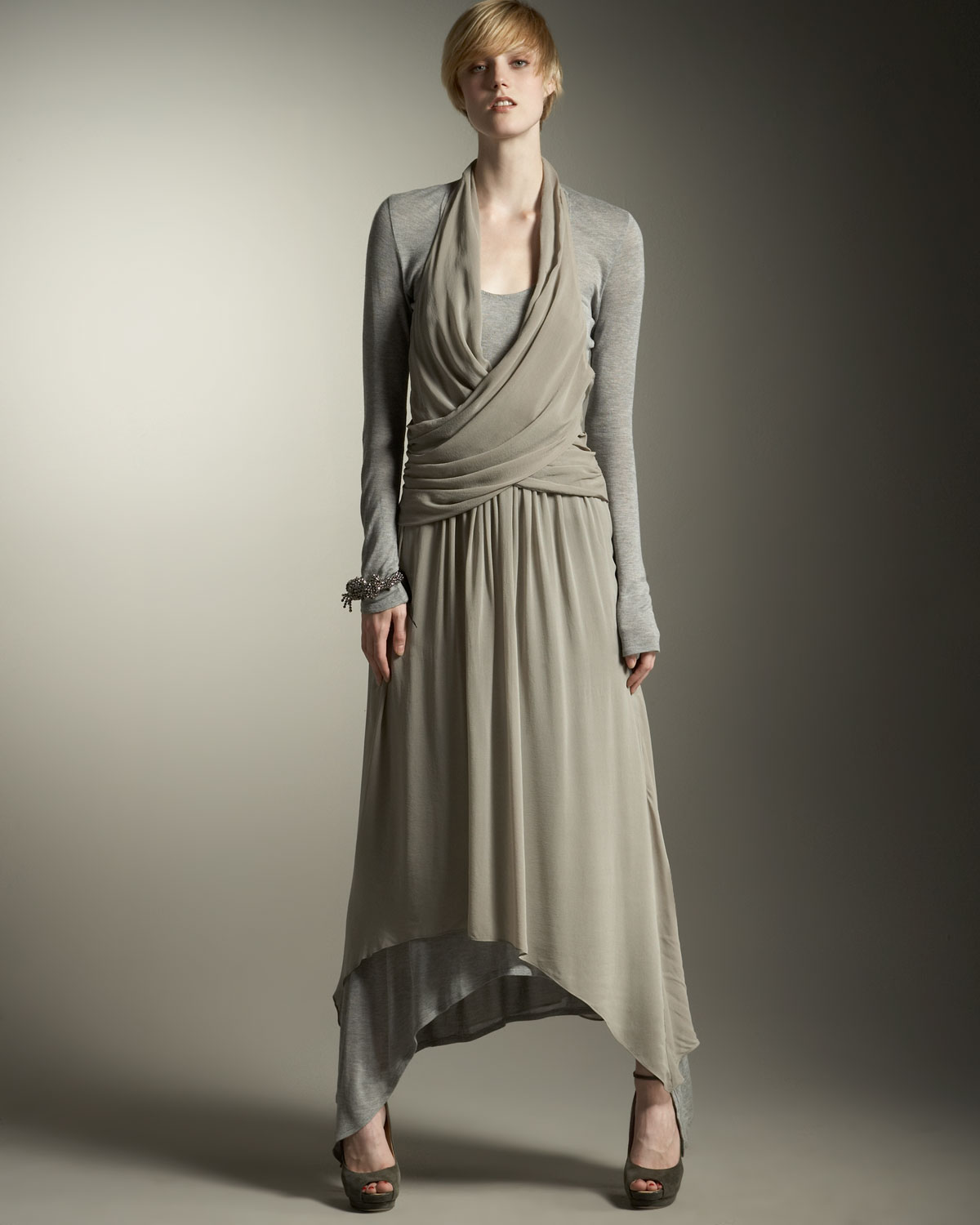 Donna karan Scarfhem Dress in Gray Lyst