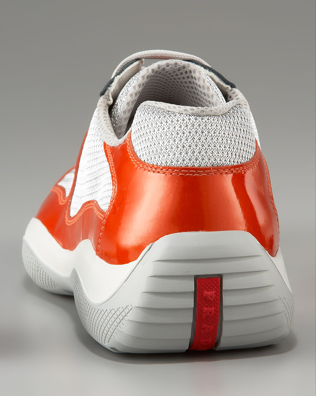 orange and white prada sneakers