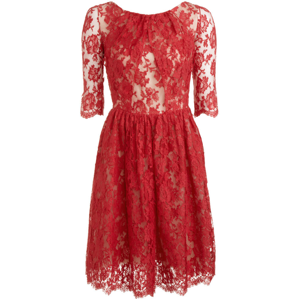 Erdem Margot Lace Dress in Red | Lyst