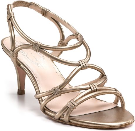 Elie Tahari Lily Strappy Sandals in Gold (champagne) | Lyst