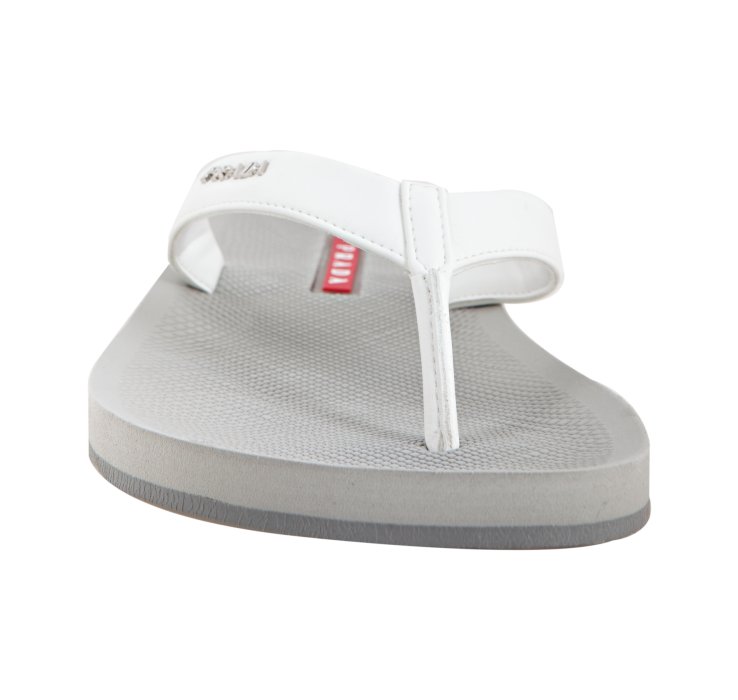 white prada flip flops