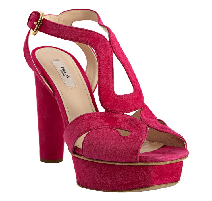 Lyst - Prada Peony Suede Cutout Platform Sandals in Pink