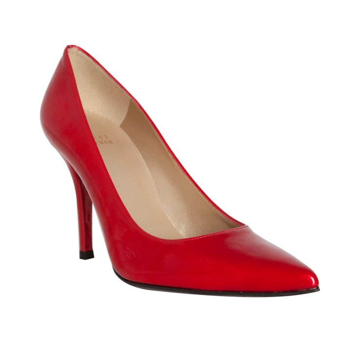 stuart weitzman red patent leather pumps