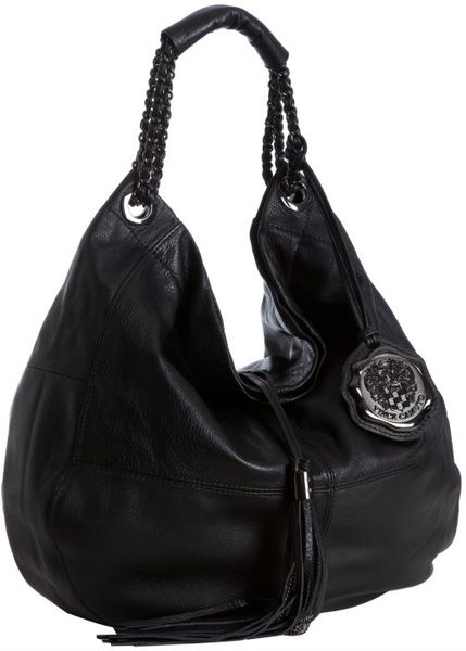 Vince Camuto Black Pebbled Leather Chain Hobo Bag in Black | Lyst