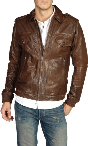 Diesel Leather Jackets - Luppyro in Brown for Men | Lyst